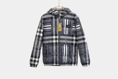 Burberry New Down Jacket Gray White Mix