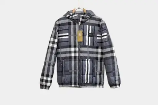 Burberry New Down Jacket Gray White Mix