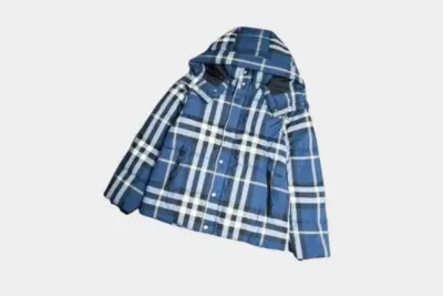 Burberry New Down Jacket Blue White Check
