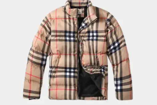 Burberry Down Jacket Beige Check