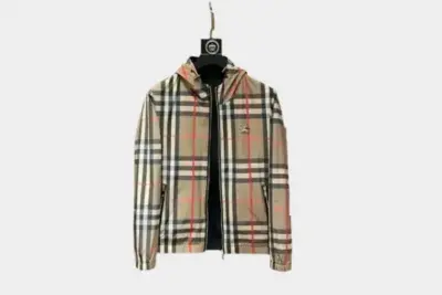 Burberry Check Pattern Zipped Hooded Jacket