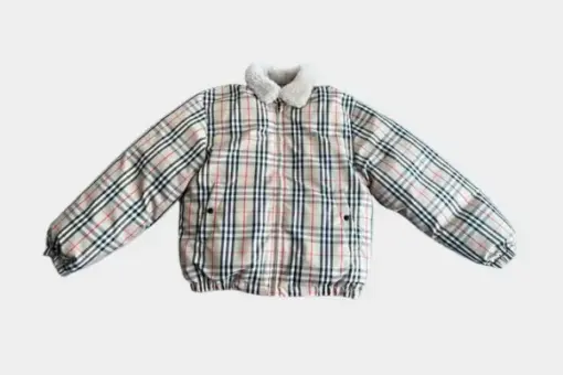 Burberry Nova Check Fur Collar Puffer Jacket Beige/White