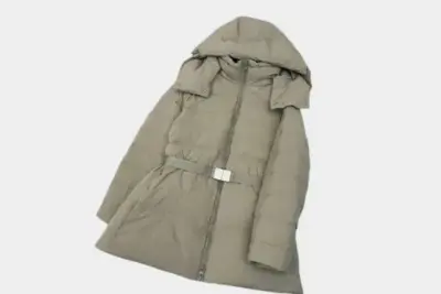 Burberry Hooded Puffer Belt and Double Zipper Jacket Grey