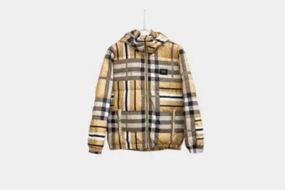 Burberry Check Down Jacket Beige/White