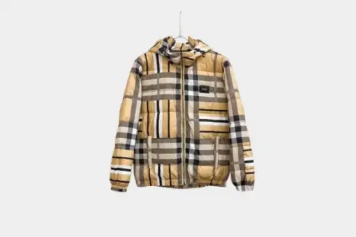 Burberry Check Down Jacket Beige/White