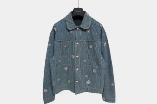 LV Embellished Workwear Jacket Light Blue