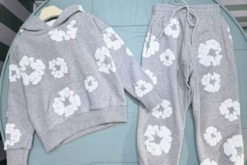 Denim Tears Baby Floral Print Sweatsuit Gray