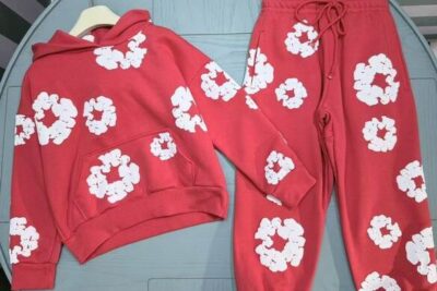 Denim Tears Baby Floral Print Sweatsuit Red