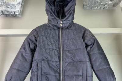 Dior Oblique Hooded Down Jacket Navy Blue