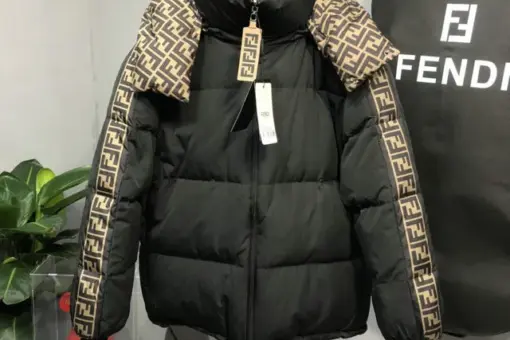 Fendi Down Jacket Black And Beige