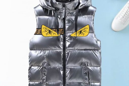 Fendi Monster-Inspired Down Vest puffer Jacket Silver