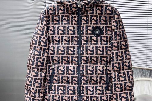 Fendi FF-Pattern Puffer Jacket Pink/Black