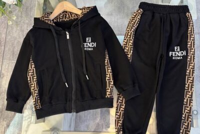 Fendi Oblique Kids Tracksuit Black/ Beige