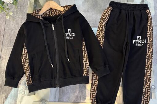 Fendi Oblique Kids Tracksuit Black/ Beige
