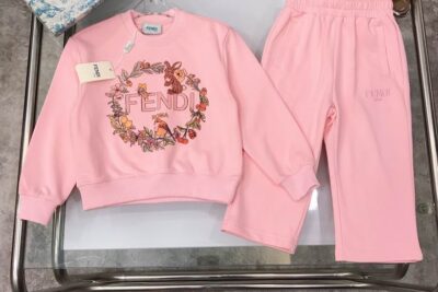 Fendi Roma Flora Logo Kids Tracksuit Pink