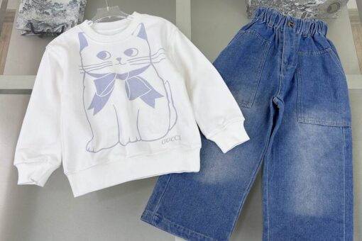 Gucci Kids Cotton Hoodie & Pants Set White
