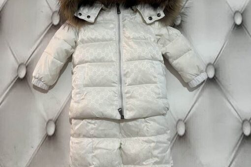 Gucci Baby Snowsuit Fur-Trimmed Hood White