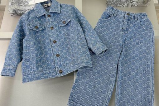 Gucci Baby Denim Tracksuit Blue