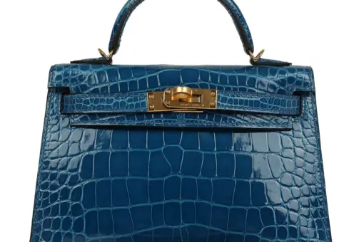 Hermès Mini Kelly 20 Sellier Handbag Crocodile Blue