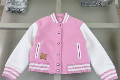 LV Varsity Baby Jacket White Pink