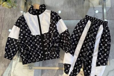 LV Monogram Printed Technical Track Suit Black
