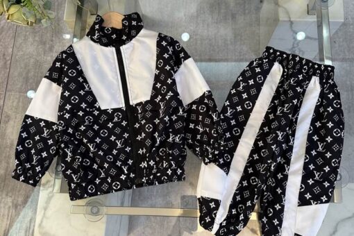 LV Monogram Printed Technical Track Suit Black