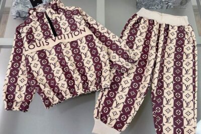 LV Kids' Monogram Tracksuit Beige Red