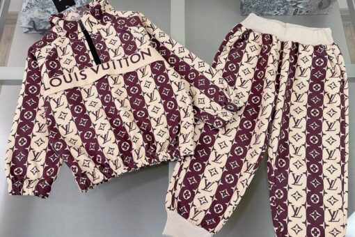 LV Kids' Monogram Tracksuit Beige Red