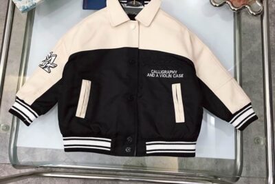 LV Leather Signature Varsity Jacket White/ Black
