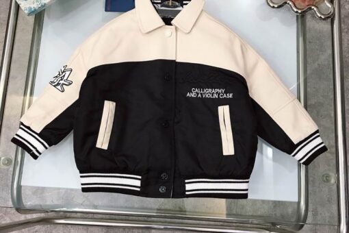LV Leather Signature Varsity Jacket White/ Black