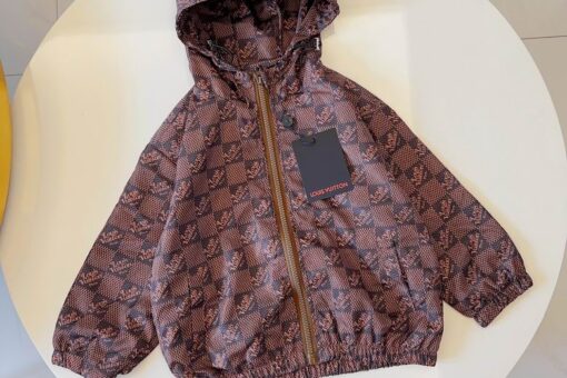 LV Kids Monogram Zip Closure Jacket Brown