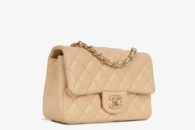 Chanel Mini Flap Camellia Crush Handbag Beige