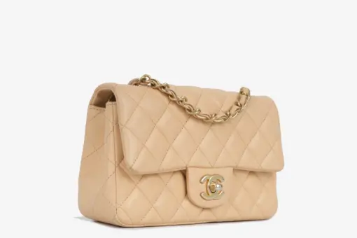 Chanel Mini Flap Camellia Crush Handbag Beige