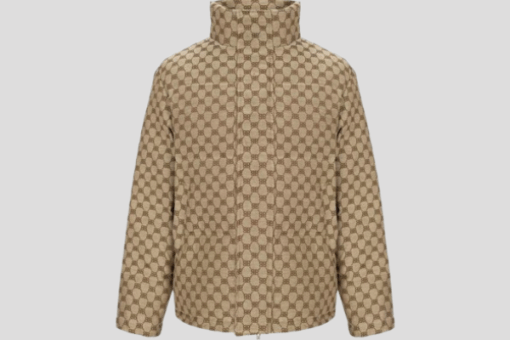 Balenciaga C-Shape Logo Print Puffer Jacket Beige