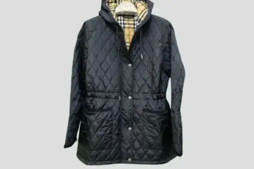 Burberry Diamond-Quilted Hooded Jacket Black