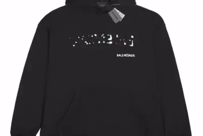 Balenciaga Black Hoodie White Logo