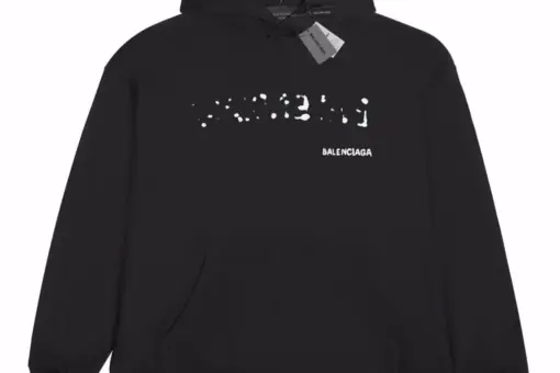 Balenciaga Black Hoodie White Logo