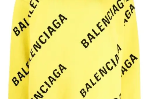 Balenciaga Allover Logo Crew-Neck Jumper Yellow