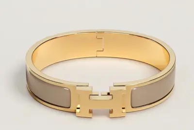 Hermes Bracelet Clic H Grey/ Gold