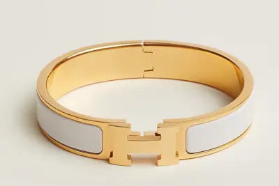 Hermes Bracelet Clic H White/ Gold