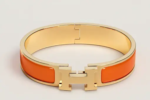 Hermes Bracelet Clic H Orange / Gold