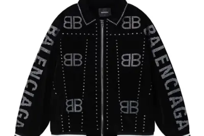 Balenciaga Adorned With Silver Studs Jacket Black