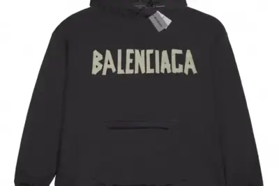 Balenciaga Large Logo Hoodie Black