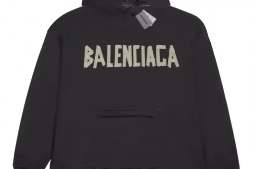 Balenciaga Large Logo Hoodie Black