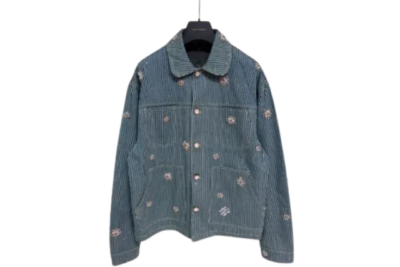 LV Embellished Workwear Jacket Light Blue