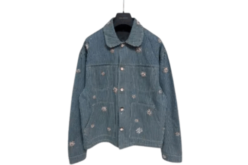LV Embellished Workwear Jacket Light Blue