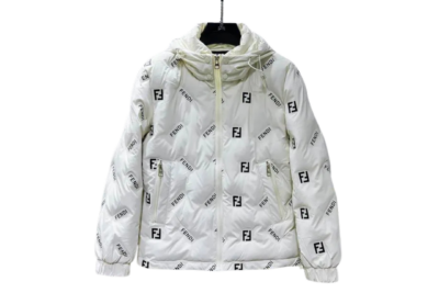 Fendi Reversible Puffer Jacket Repeating FF Logo Print White