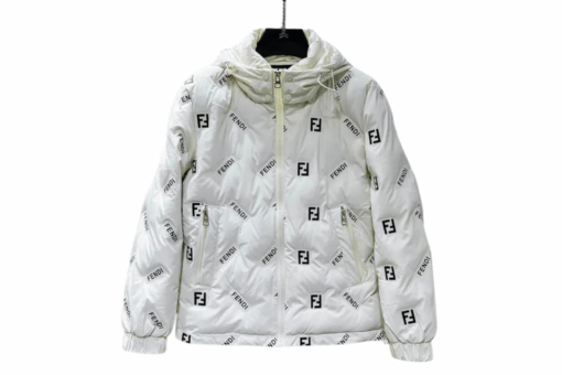 Fendi Reversible Puffer Jacket Repeating FF Logo Print White