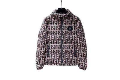 Fendi FF-Pattern Puffer Jacket Pink/Black