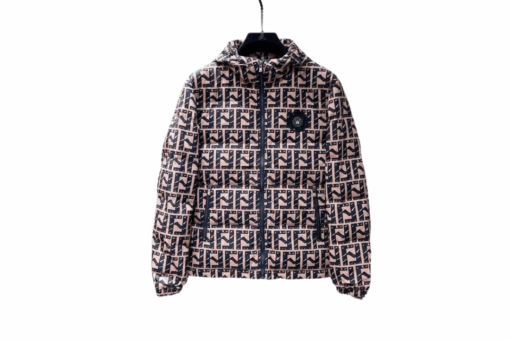 Fendi FF-Pattern Puffer Jacket Pink/Black